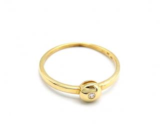BB Goldinvestic  Zlatý prsten kulatá ozdoba se zirkonem 1,60g N831-585/1000