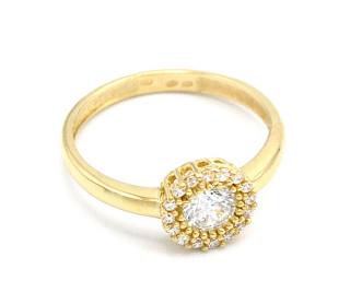 BB Goldinvestic  Zlatý prsten kulatá ozdoba se zirkony 1,70g N3342-585/1000