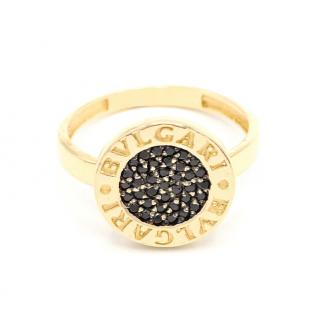 BB Goldinvestic Zlatý prsten kulatý s černými kamínky a nápisem 2,45g N5799-585/1000