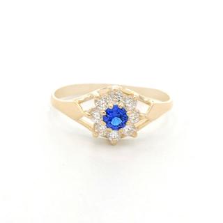 BB Goldinvestic Zlatý prsten kytka s růžovým kamínkem a zirkony 1,66g N5993-585/1000