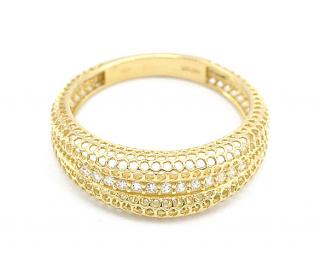 BB Goldinvestic  Zlatý prsten mřížkovaný se zirkony 1,98g N3009-585/1000