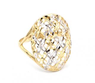 BB Goldinvestic Zlatý prsten ovál mřížkovaný dvě barvy zlata 3,07g N5201-585/1000