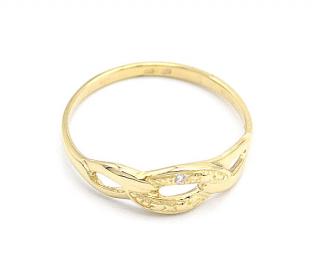 BB Goldinvestic  Zlatý prsten propletená ozdoba se zirkonem 1,05g N4957-585/1000