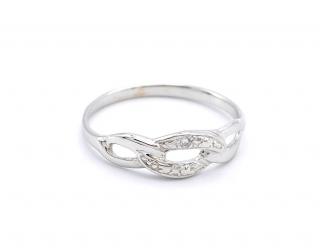 BB Goldinvestic  Zlatý prsten propletená ozdoba se zirkonem bílé zlato 1,04g N4847-585/1000