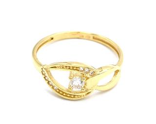 BB Goldinvestic  Zlatý prsten propletená ozdoba se zirkony 1,58g N3006-585/1000