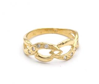 BB Goldinvestic  Zlatý prsten propletená ozdoba se zirkony 1,86g N3519-585/1000