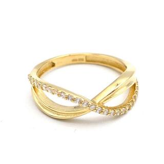BB Goldinvestic Zlatý prsten propletené vlnky s pruhem zirkonů 2,20g N5300-585/1000
