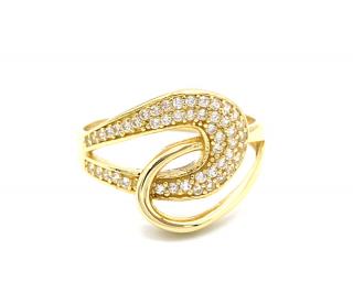 BB Goldinvestic  Zlatý prsten propletené vlnky se zirkony 3,00g N4970-585/1000