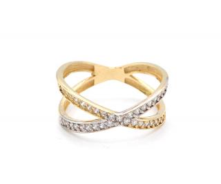 BB Goldinvestic  Zlatý prsten propletený se zirkony 2,25g N3848-585/1000