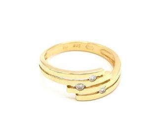 BB Goldinvestic  Zlatý prsten pruhy se zirkony 2,33g N4357-585/1000