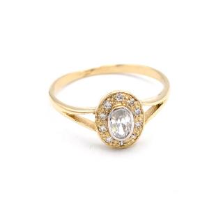 BB Goldinvestic  Zlatý prsten s bílým kamenem a zirkony 1,45g N3846-585/1000