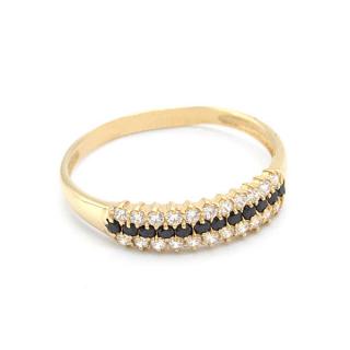 BB Goldinvestic Zlatý prsten s černými a bílými kamínky 1,35g N5195-585/1000