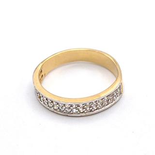 BB Goldinvestic Zlatý prsten s pruhy zirkonů dvě barvy zlata 2,45g N5642-585/1000