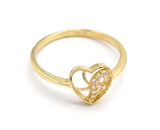 BB Goldinvestic  Zlatý prsten se srdíčkem a zirkony 1,50g  N2047-585/1000