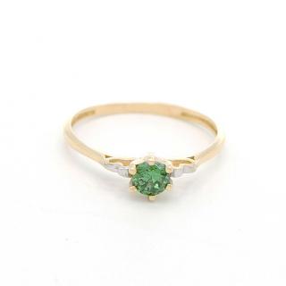 BB Goldinvestic Zlatý prsten se zeleným kamínkem dvě barvy zlata 1,00g N6154-585/1000