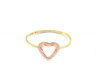 BB Goldinvestic  Zlatý prsten srdce dvě barvy zlata 1,15g N4648-585/1000