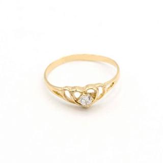 BB Goldinvestic Zlatý prsten srdíčko s bílým kamínkem 0,95g N5637-585/1000