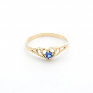 BB Goldinvestic Zlatý prsten srdíčko s modrým kamínkem 0,95g N5638-585/1000