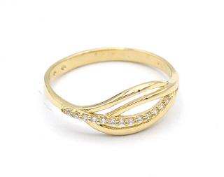 BB Goldinvestic  Zlatý prsten vlnka s pruhem zirkonů 1,46g  N3897-585/1000