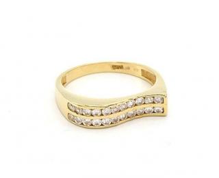BB Goldinvestic  Zlatý prsten vlnka s pruhem zirkonů 3,25g N4413-585/1000