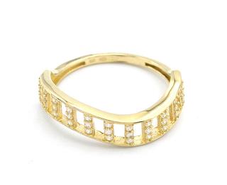 BB Goldinvestic  Zlatý prsten vlnka s pruhy zirkonů 1,70g N2919-585/1000