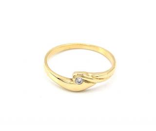 BB Goldinvestic  Zlatý prsten vlnka se zirkonem 1,45g N4671-585/1000