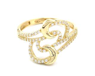 BB Goldinvestic  zlatý prsten vlnky pestře zdobený zirkony 2,75g N4959-585/1000