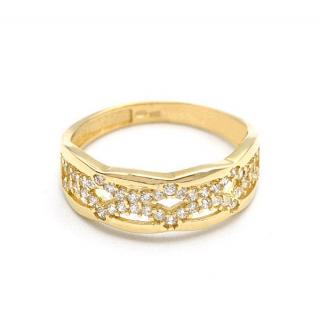 BB Goldinvestic Zlatý prsten vlnky s oky se zirkony 1,75g N5299-585/1000