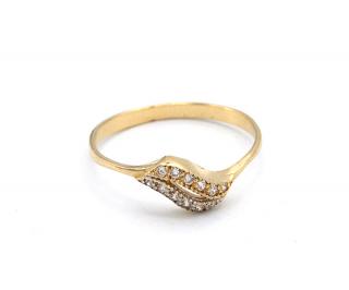 BB Goldinvestic  Zlatý prsten vlnky s pruhem zirkonů 1,35g N3763-585/1000