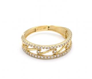 BB Goldinvestic  Zlatý prsten vlnky s pruhy zirkonů 1,65g N3525-585/1000