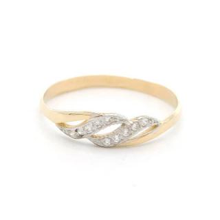 BB Goldinvestic Zlatý prsten vlnky se zirkony 1,32g  N6151-585/1000