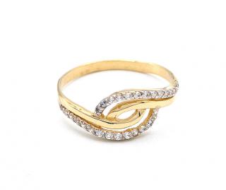 BB Goldinvestic  Zlatý prsten vlnky se zirkony 1,95g N3440-585/1000