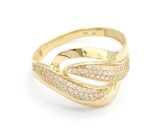 BB Goldinvestic  Zlatý prsten vlnky se zirkony 2,46g N4194-585/1000