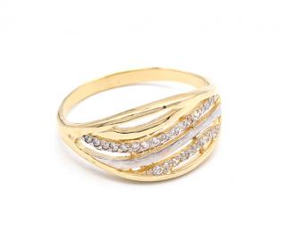 BB Goldinvestic  Zlatý prsten vlnky se zirkony 3,18g N2700-585/1000