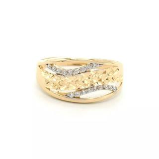 BB Goldinvestic Zlatý prsten vlnky se zirkony a gravírováním 1,53g N5999-585/1000