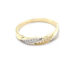 BB Goldinvestic Zlatý prsten vlnky se zirkony dvě barvy zlata 1,80g N4739-585/1000
