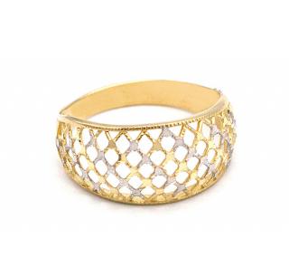 BB Goldinvestic Zlatý prsten zdobený mřížkou dvě barvy zlata 2,90g N3672-585/1000