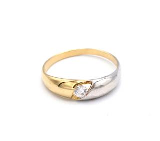 zlatolevne.cz Zlatý prsten se zirkonem půlený dvě barvy zlata 1,30g N5189-585/1000