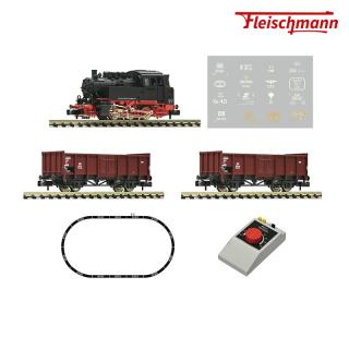 N Fleischmann 5160002 Startovací analogový set BR80 + 2x nákladní vůz Es  (Fleischmann 5160002)