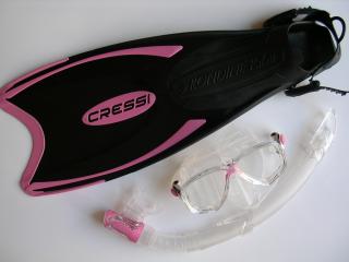 Cressi SET PALAU BAG PINK (růžová maska,ploutve a šnorchl)