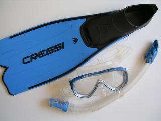 Cressi SET Rondinella BLUE (maska, ploutve a šnorchl)