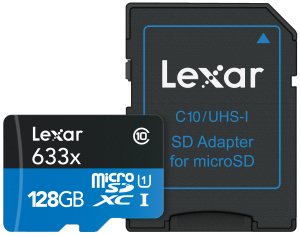 Lexar 128GB microSDXC HS633x UHS-1+adap (Class 10) (new)