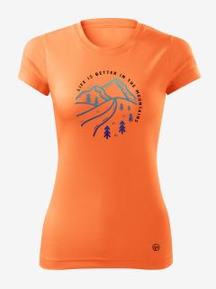 Dámské funkční tričko LIFE IS BETTER IN THE MOUNTAINS Velikost: L, Barva: Oranžová