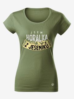 Dámské tričko JSEM HORALKA Z JESENÍKŮ Velikost: XL, Barva: Khaki