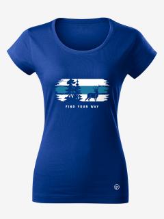 Dámské tričko SMĚR K LESU Velikost: L, Barva: Modrá