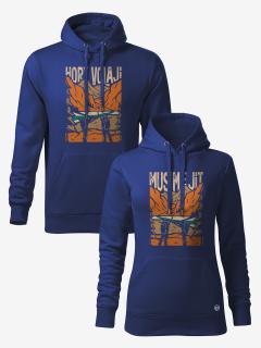 Mikiny s kapucí pro páry HORY VOLAJÍ, MUSÍME JÍT NEW Velikost pro něj: XXL, Velikost pro ní: XL, Barva: Modrá