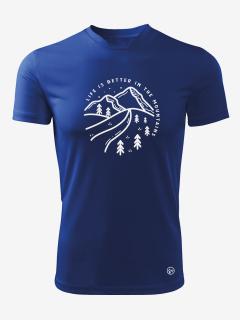 Pánské funkční tričko LIFE IS BETTER IN THE MOUNTAINS Velikost: L, Barva: Modrá