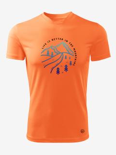 Pánské funkční tričko LIFE IS BETTER IN THE MOUNTAINS Velikost: L, Barva: Oranžová