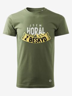 Pánské tričko JSEM HORAL Z BESKYD Velikost: XL, Barva: Khaki