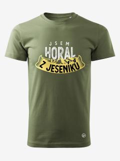 Pánské tričko JSEM HORAL Z JESENÍKŮ Velikost: L, Barva: Khaki